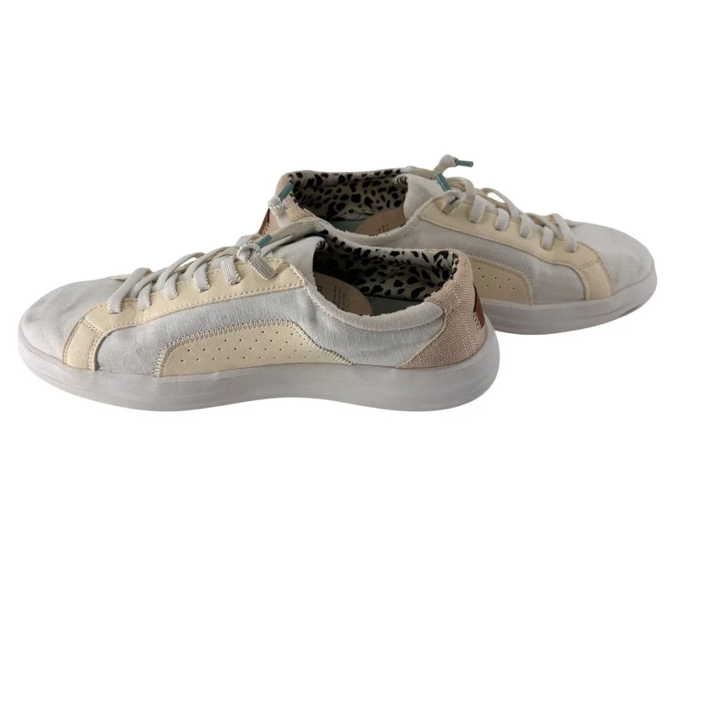Hey Dude Karina Classic Womens 10 White Cream Leopard Print Sneakers